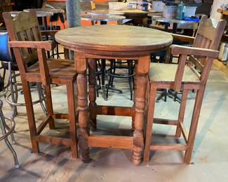 Wooden Bar Table & Bar Stools