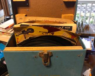 Vintage 45 record box with records