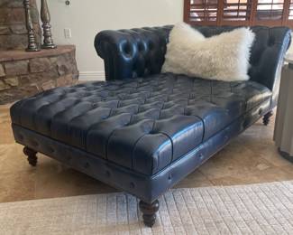 Custom Made Chesterfield Royal Blue Chaise