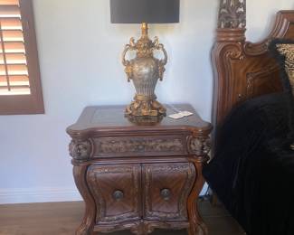 Michael Amini Nightstand and Thomasville Lamp