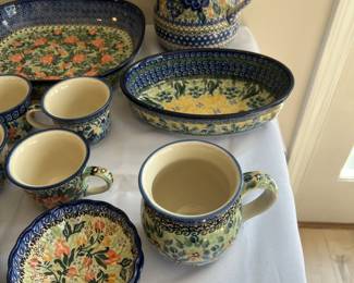 Polish pottery dish set