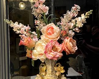 Old Paris Porcelain Floral Vase with Flower Arrangement (Silk) Price $185