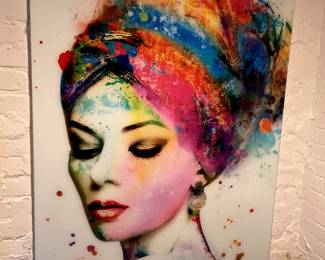 Temp Glass w/ Foil Lady of Color, 40 x 60, $350