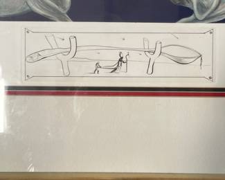 Salvador Dali Large Lithograph from Les Diners de Gala Series. numbered in pencil, 297/395. Pencil signed with pen and ink drawings. Along with Hardbound Cookbook with the same name. Price $6795