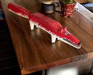 Primitive Wooden Fox Carving by Outsider Artist Harry Jennings. $295