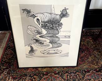 Robert Warrens, New Orleans artist, Lithograph,"Big Wave". $475