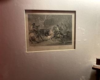 Antique Etching,"Californians Lasso Bear", $395