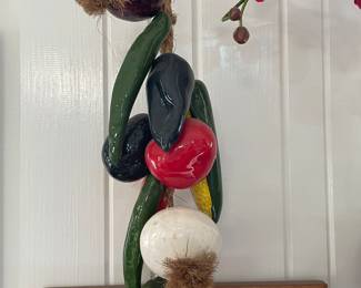 Vintage Ceramic Vegetables on Braided Jute, $65