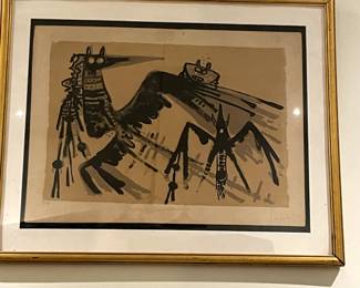 Wilfredo Lam Lithograph. Framed 26 x 32. Price $2750