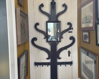 1800's Empire Hall Tree with Mirror 89"H x 39"W x 14"D . Price $775