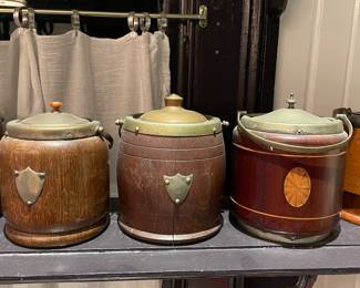 Mid 19th Century Tea Caddy/Biscuit Barrel: Left to Right - $125, $140, $175