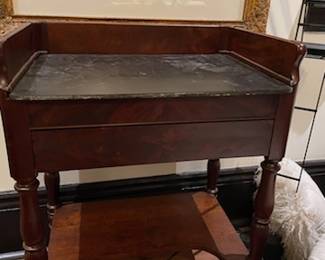 1800's Empire, Mahogany and Slate Wash Stand. Perfect for a bar. $635