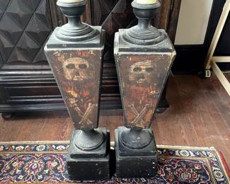 18th Century Pair of Odd Fellow Candle Holders , 39", $695.