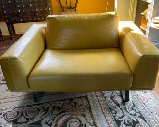 Poltrona Frau Yellow Leather Love Seat. Price $3600