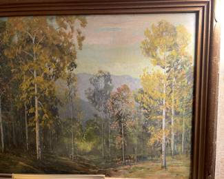 Antique Oil on Canvas, Landscape by Stirling. $375