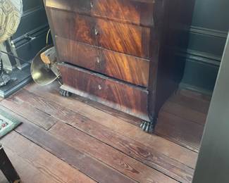 French Louis Philippe Commode 19th Century. Lion Paw Feet, Green Marble top. Price $1800