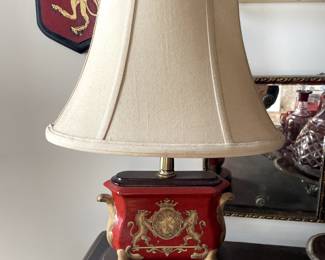 Small Ceramic Coat of Arms Lamp, $95