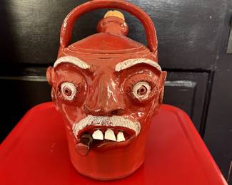 Handmade Folk Art Ugly Face Whiskey Jug. Artist Stanley Ferguson from Gillsville, Ga. Made in 2006. $495
