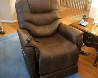 Leather recliner with electric controls