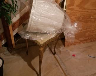 Lampshades; accent table