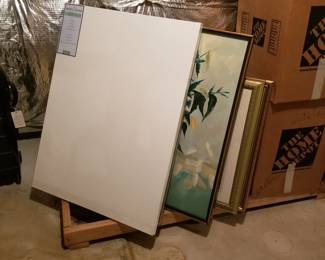 Framed wall art and blank canvas