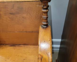 1800s bench detail. church bench , mid-19th century