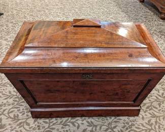 Regency Period [1811] Mahogany 
Cooler Chest with Lions Head side  handles. 23"h 33.5"w 21.5"d  