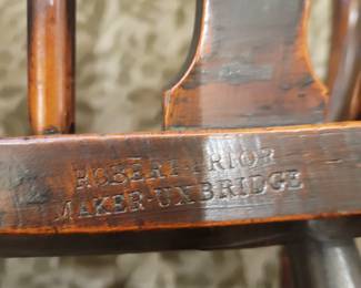 Robert Prior stamp on Windsor chairs 