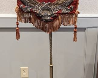 Fire Stand amazing beadwork and tapestry and brass stand. 