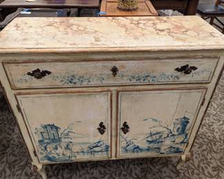 1920s hand painted chinoiserie cabinet      34.25"h  36.25"w  14"d