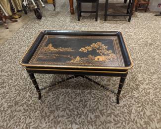 MCM Black and gold chinoiserie table 