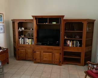 5 pc. 2 corner hutches , 2 book cases , 1entertainment center w/ dvd. holders etc.
