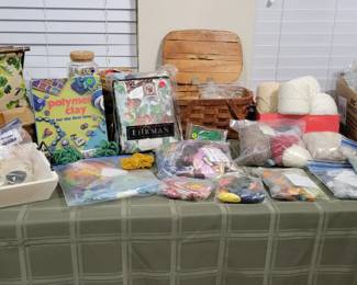 Sewing baskets, notions, thread