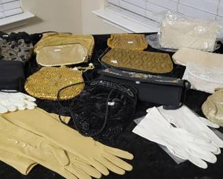 Vintage beaded purses & ladies gloves