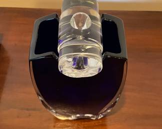 Thomas Bastide Baccarat France Crystal Oceanie Cobalt Collar Vase