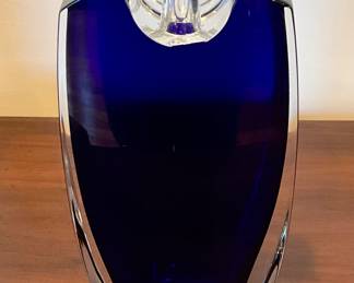 Thomas Bastide Baccarat France Crystal Oceanie Cobalt Collar Vase