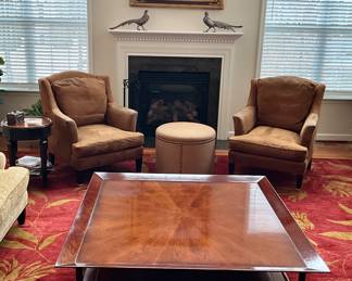 Baker Furniture Banded Mahogany Coffee table 4’x4’