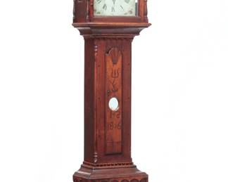 Pennsylvania tall case clock with inlaid date purchased from Dard Hunter