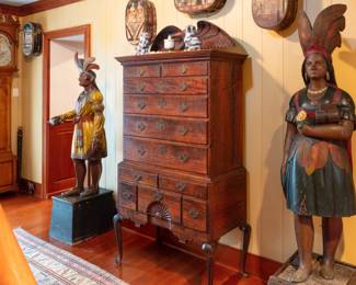 Fine antiques folk art including cigar store indians attributed to Samuel Robb purchased from Olde Hope Antiques  Jane Murphy