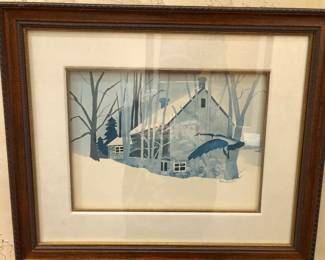 Goose in flight litho by Henderson