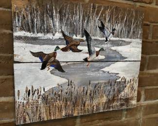 Duck painting on barn wood 