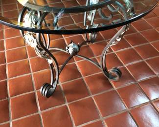 Glass and iron round table