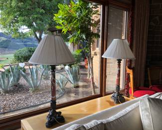 Pair of marble lamps