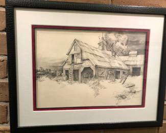 Barn, by Reeder Eubank, pencil? Ink?