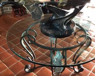 Large bronze rotating geese sculpture