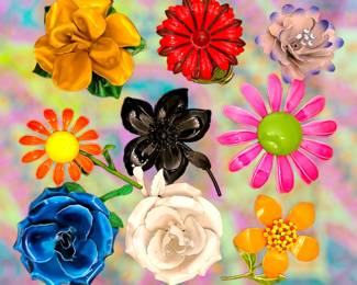 Family withdrew several floral brooches for niece. Our apologies. 