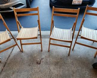 Vintage Wood Folding Chairs 
