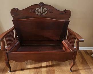 Vintage Wood Bench with Seat Storage 