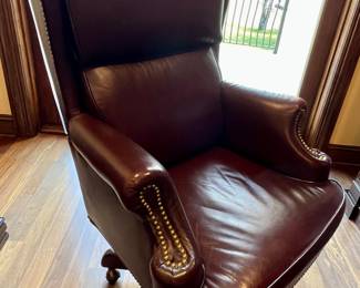 Brass Buttoned Leather Upholstered Desk Chair