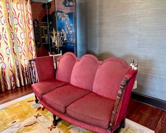 Mediterranean Revival Red&nbsp;Upholstered Sofa
